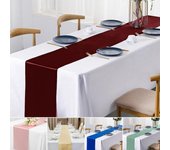 Camino de mesa de satén de 108 x 12 pulgadas, antiarrugas, de color liso, para bodas, fiestas de cumpleaños, banquetes y decoración de mesa de comedor. azul