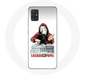 Coque Samsung Galaxy A51 la casa de papel masque logo fond blanc