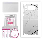apgo Protective Skin Sticker for the back+sides compatible with Samsung Galaxy Z Flip4, Full Wrap Film, Foil, Vinyl - Pattern White Marble