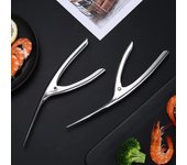 Accesorios de cocina, pelador de camarones, herramientas de cocina de mariscos de acero inoxidable, dispositivo creativo y práctico para pelar camarones, utensilios de cocina plata
