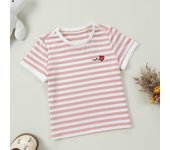 Camiseta de manga corta a rayas para niños Camiseta de seda con rayas de colores refrescante para niñas 7Y color rosa