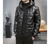 Chaqueta acolchada de nueva tendencia para hombre, chaqueta acolchada informal, chaqueta acolchada cálida de invierno con capucha para hombre M negro