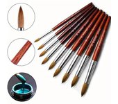 Pincel para uñas acrílicas, pincel de visón para manicura, mango de madera, gel constructor, pincel para manicura, herramientas de dibujo 8#