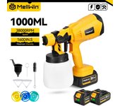 MELLWIN 1000ML Cordless Electric Paint Sprayer Spray Gun Portable Paint Sprayer Auto Furniture Steel Coating Airbrush For Makita 18V Battery Without Battery