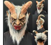 Máscaras de látex para cosplay de Lucifer, disfraz de Halloween, película de demonio aterrador, diablo, cosplay, máscara de cuerno horrible, accesorios de fiesta para adultos