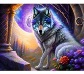 Marco de pintura por números, Kits de animales de lobo, manualidades artesanales, cuadro pintado a mano con números para decoración del hogar, 40x50 40x50cm NO Frame