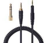 Cable de audio rebobinado a línea de extensión AUX pública compatible con auriculares Audio Technica ATH-M70x 3,5 mm/6,35 mm 2,5 mm ATH-M50X ATH-M40X ATH-M30X negro