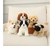 Muñeco de bulldog francés, cachorro de peluche, perro lobo, mastín tibetano, juguete de peluche, lindo muñeco de simulación Corgi, golden retriever, regalos de cumpleaños para niños y bebés