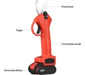Tijeras de podar eléctricas inalámbricas de 48V, tijeras de jardín portátiles, cortador de ramas con litio US Plug rojo
