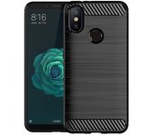 Funda Mate para xiaomi a2 Mi A2 mia2 A prueba de Golpes Fibra de Carbono Cubierta Trasera Suave Para xaomi Mi 6x mi6x Funda de Silicona Antigolpes Mi A2 negro