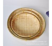 Cesta de mimbre tejida a mano con tamiz de bambú, redonda, para frutas, pan, aperitivos, pan, picnic, verduras y ratán.
