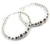 Les Trésors De Lily [M9451] - Créoles Argent 'Billes' argenté (rhodié) - 35x6 mm plata