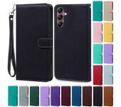 Funda tipo billetera con tapa de cuero con textura de libro para Samsung Galaxy S23 FE Ultra Plus A05 A05S A15 A04S A04E A14 A24 A34 A54 M54 A23 A33 A53 A73 5G 4G For Samsung S23 Ultra negro