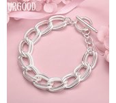 Pulsera de cadena con anillo liso mate de plata de ley 925, joyería de moda para bodas 20CM