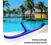 Cabezal de cepillo de goma para piscina de 45 cm de largo, cepillo de limpieza para suelo de piscina, paredes, cepillo de fregado de alta eficiencia con extremos curvos azul