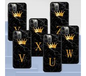Funda de silicona negra para Apple Iphone 14 11 13 12 Pro Max Xr 7 8 + Se 2020 Xs 6 6s Plus 5 5s, funda de teléfono con corona dorada y letras Queen iPhone 11 Pro Max