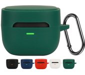 Estuche KOMININA para auriculares inalámbricos Audio Technica, de silicona, resistente a golpes, impermeable, a prueba de polvo, transparente, sencillo, con mosquetón. verde