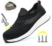 Zapatillas de trabajo ligeras de malla de verano con punta de acero para hombres y mujeres, zapatos de seguridad para el trabajo, zapatos de construcción transpirables, botas de trabajo, calzado 36