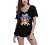 Camiseta con cuello en V para mujer Hello Sailor - Pirate Scary Skull - Graphic Apparel S negro