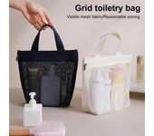 Bolsa de almacenamiento portátil de malla para ducha, gran capacidad, cierre de cremallera, neceser portátil, bolsa de ducha de nailon de secado rápido azul marino
