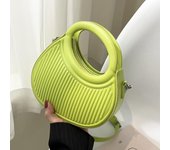 Bolso de hombro pequeño de media luna para mujer, novedad de primavera 2024, bolsos verdes y morados, diseño plisado, bandolera de cuero Pu, bolso de mano redondo negro