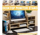 Soporte para monitor multifunción, organizador de escritorio vertical, soporte para pantalla de computadora, soporte para computadora portátil con organizador de caja de almacenamiento de 2/3 cajones para PC de oficina 2 Layer + 3 Layer Type negro