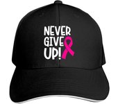 Gorra de béisbol con el logotipo de la cinta rosa y gorro contra el cáncer de mama. Sándwich de concienciación Never Give Up One Size