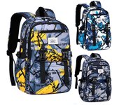 Mochilas impermeables con estampado de camuflaje para estudiantes, mochilas para niñas y niños, mochilas de escuela primaria, mochila ortopédica 45*30*16cm azul/blanco
