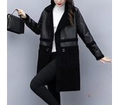 Nueva gabardina de cuero para mujer, chaqueta de mujer casual de doble cara, abrigo mediano y largo XL