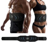 Estimulador muscular abdominal EMS de 115 cm, cinturón adelgazante corporal, masajeador inteligente de vibración para fitness, entrenador de abdominales para pérdida de peso en la cintura. negro