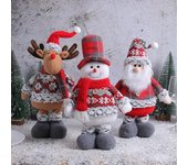 Muñeco de peluche navideño con patas retráctiles, muñeco de nieve, reno, Papá Noel, de pie, para decoración de mesa de fiesta navideña en casa Elk