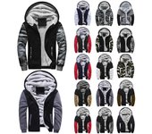 Jersey de invierno para hombre, chaquetas con capucha de forro polar, cremallera completa, abrigos gruesos y cálidos de lana L marrón