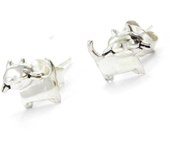 Les Trésors De Lily [F6187] - Boucles Argent 'P'tit Chat' argenté - 7x9 mm plata