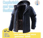 Abrigo acolchado de algodón de largo medio para hombre de invierno con abrigo grueso y cálido y frío XXXXL negro