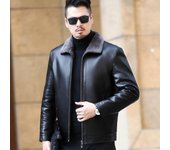 Abrigos de cuero genuino para hombres de mediana edad y mayores y chaquetas de piel de oveja de tamaño grande de lana en uno, chaquetas de cuero genuino para hombres M