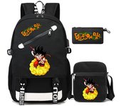 Mochila para portátil de 3 piezas/juego de Anime Dragon Ball con bolso de hombro, estuche para lápices, suministros de papelería, mochila de regreso a la escuela para hombres y mujeres, bolsa de viaje informal, mochila