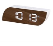 Reloj electrónico LED Simple, reloj de noche con repetición, Reloj de escritorio, pantalla de espejo, despertador con pantalla de calendario de temperatura blanco