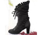 Botas de invierno con cordones y tacón alto para mujer, botas de moto, botas victorianas, botas cortas con suela gruesa y punta puntiaguda para mujer 2024 35 negro