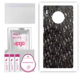 apgo Protective Skin Sticker for the back compatible with Huawei Mate 30 Pro 5G, Wrap Film, Foil, Vinyl - Pattern Carbon Black Pixel