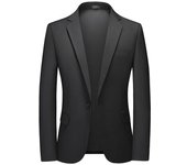 Chaqueta de traje informal holgada de botonadura sencilla para hombre, verano 2023 XL azul
