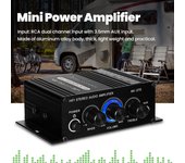 AK270 Mini Audio Amplificador de potencia estéreo de 2 canales Amplificador de sonido portátil Amplificador de altavoz de entrada auxiliar negro