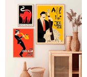 Marco de madera maciza Festival Vintage Carteles de jazz internacional Música Impresiones retro Estilo Revista Arte de la pared Pintura en lienzo Imágenes para la sala de estar 15*20cm(with frame)