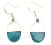 Les Trésors De Lily [P7206] - Boucles Argent 'Heaven' turquoise argenté - 17x12 mm turquesa