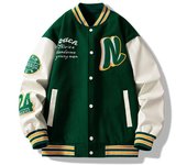Chaqueta de béisbol para hombre, cuello alto, rayas, estampado de letras, cárdigan, abrigo de béisbol con bolsillos, manga larga holgada. XXXL negro