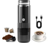 Cafetera espresso eléctrica portátil con funcionamiento con un solo botón y 4 luces indicadoras de encendido negro