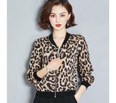 Chaqueta con estampado de leopardo para mujer, abrigo fino, cuello alto, manga larga, chaqueta bomber, tops casuales, chaqueta para mujer, tops de talla grande, abrigos para mujer XL
