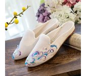 Zapatillas de moda para mujer, con punta exterior, estilo chino, bordadas retro, para invierno (1 cm-3 cm) 35