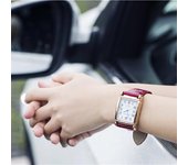 Reloj de Cuarzo Cuadrado Funciona con Pilas Correa de Cuero sintético Hebilla Ajustable Regalo de cumpleaños Elegante Hombres Mujeres Reloj de Pulsera de Cuarzo Joyería de Moda negro