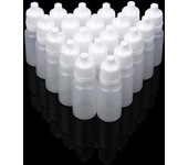 50 botellas vacías de plástico de 10 ml con gotero exprimible para líquidos oculares.