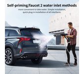 Lavadora eléctrica inalámbrica, lavadora de alta potencia de 350W con batería recargable con pulverizador 6 en 1 para coche UK plug with toolbox negro